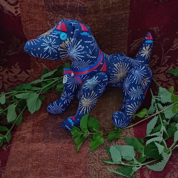 Handmade Plush Dog "Fireworks" Large - Picture 2 of 9